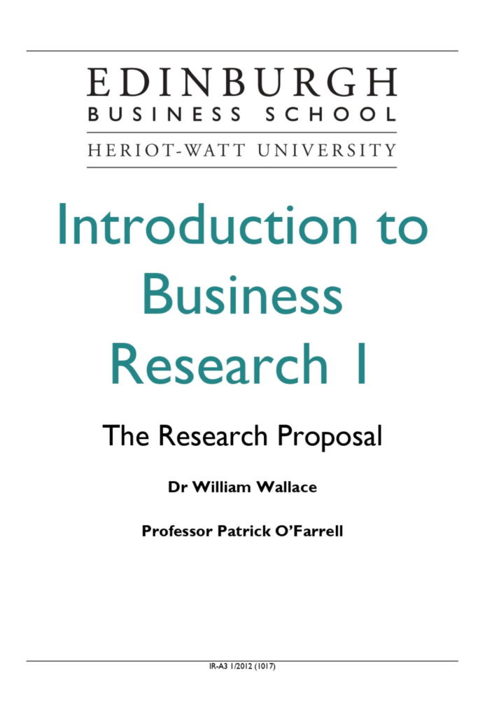 Introduction to Business Research 1: The Research Proposal