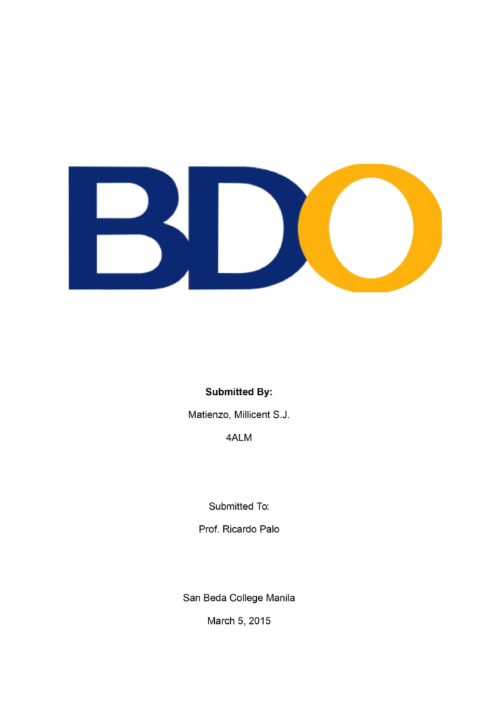 STRATEGIC MANAGEMENT OF BDO (RESEARCH 1 )