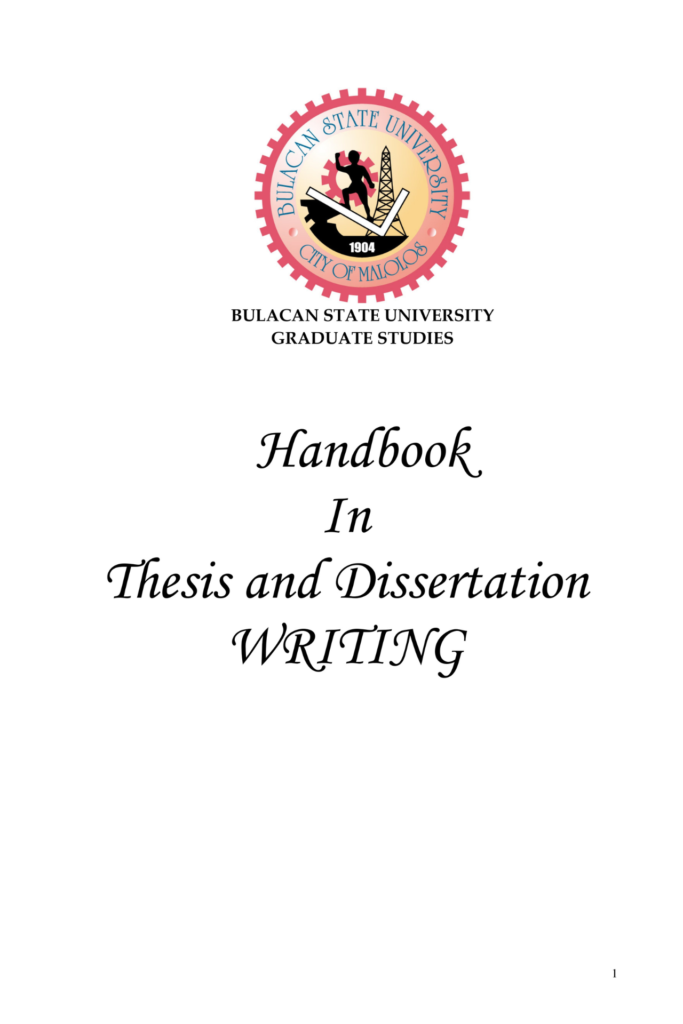 Handbook In Thesis and Dissertation WRITING