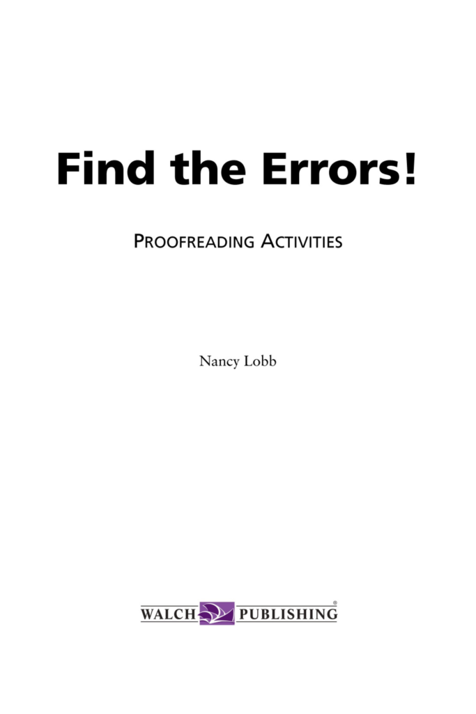 Find the Errors! – Proofreading Activities