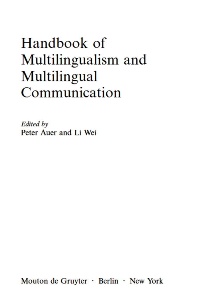 Handbook of Multilingualism and Multilingual Communication