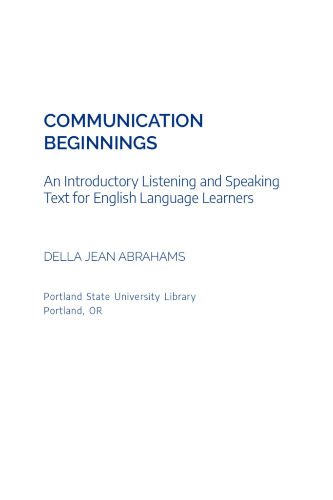 Communication Beginnings: An Introductory Listening and Speaking Text for English Language Learners