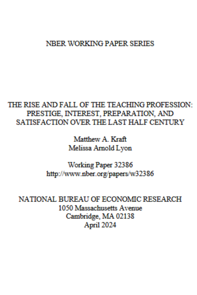 The Rise and Fall of the Teaching Profession:  Prestige, Interest, and Supply