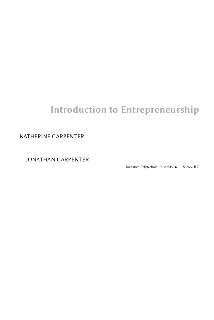 Introduction to Entrepreneurship