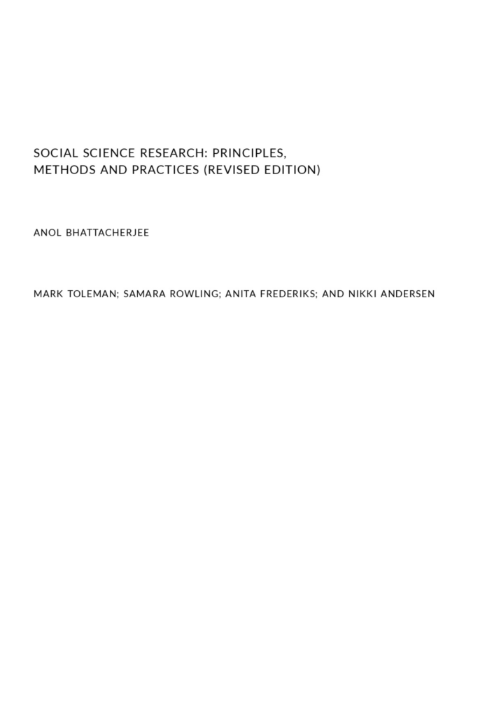 Research Methods: Social Science Research —  Principles, Methods and Practices