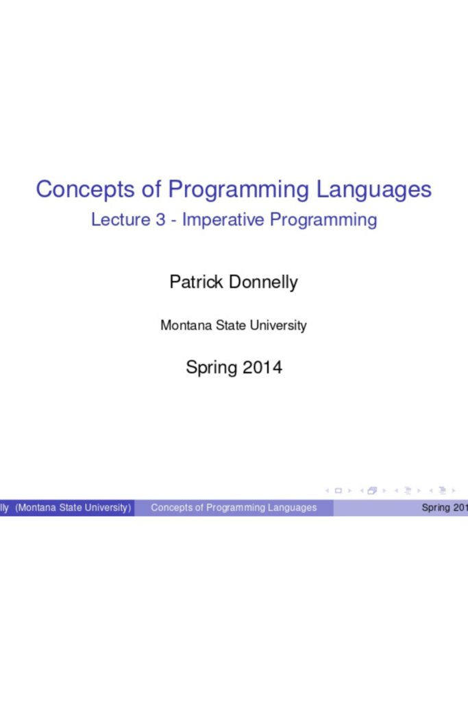 Concepts of Programming Languages : Imperative Programming