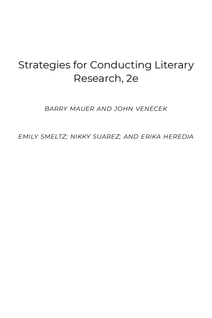 Strategies for Conducting Literary Research