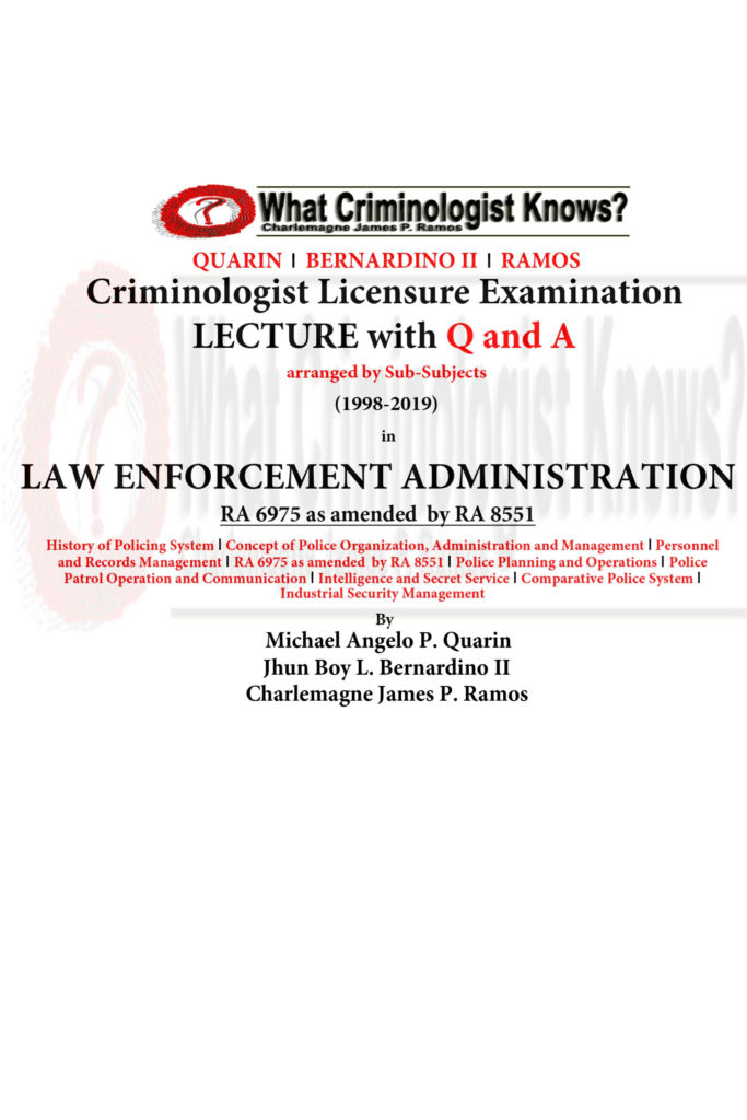 Criminologist Licensure Examination Lecture with Q and A (1998–2019): Law Enforcement Administration – RA 6975 as amended by RA 8551