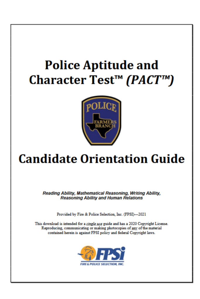 Police Aptitude (PACT) candidate guide practice handbook