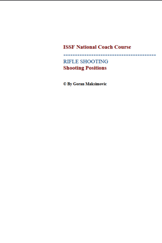 ISSF National Coach Course — Rifle Shooting