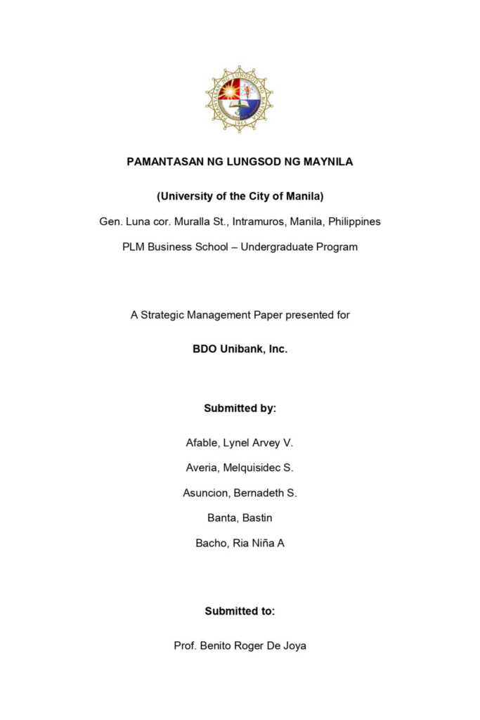 A Strategic Management Paper