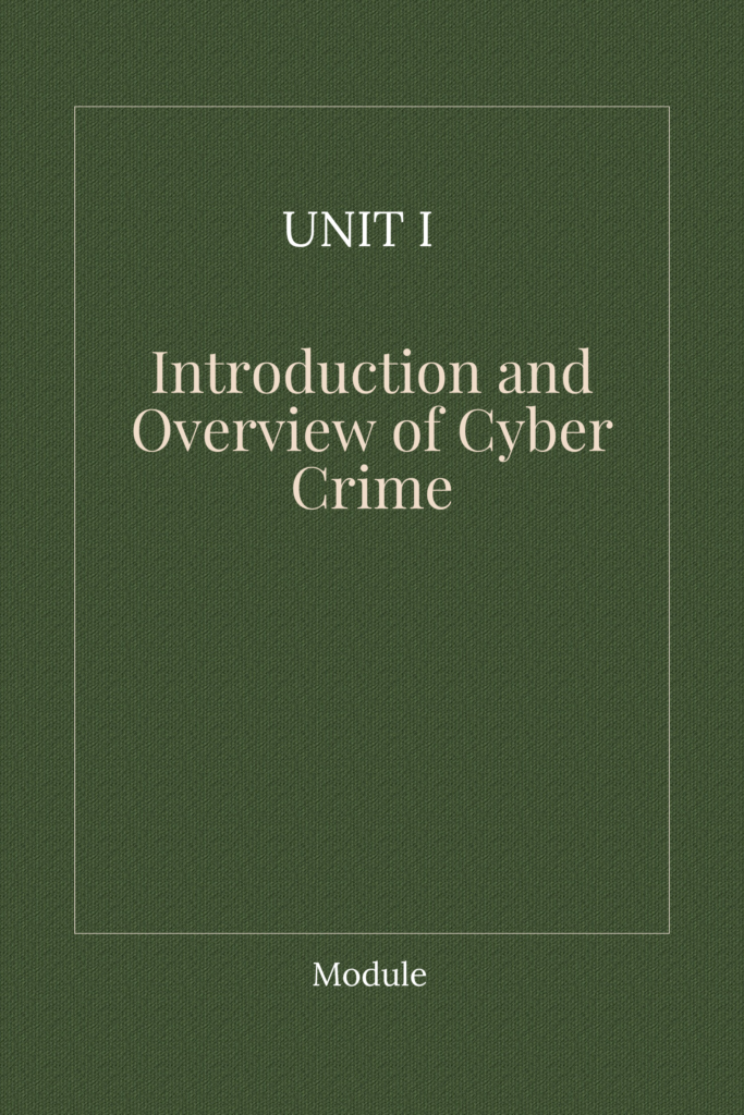 Unit I: Introduction and Overview of Cybercrime
