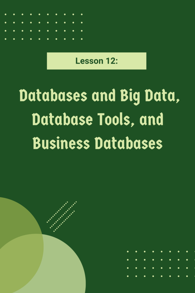 Lesson 12: Databases and Big Data, Database Tools, and Business Databases