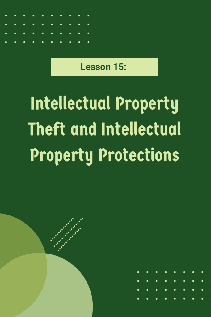 Lesson 15: Intellectual Property Theft and Intellectual Property Protections