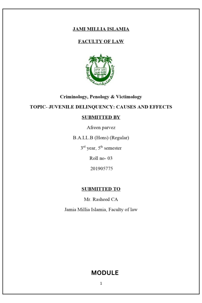 Criminology, Penology & Victimology – Juvenile Delinquency: Causes and Effects