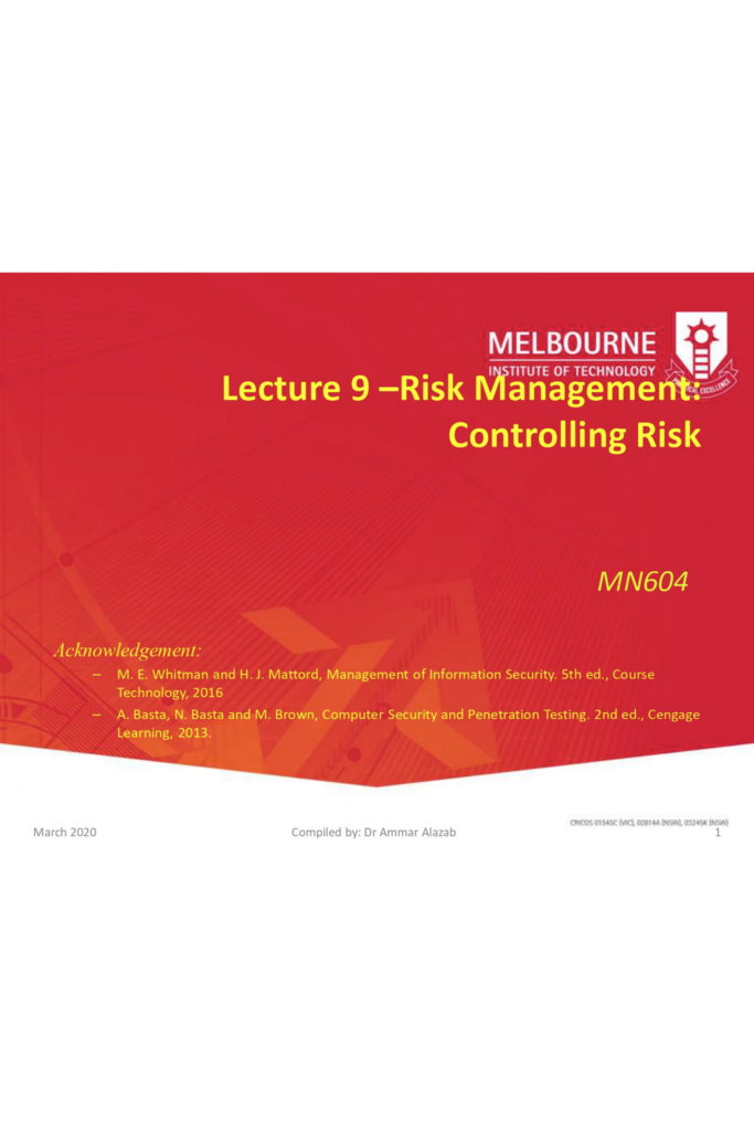 Risk Management: Controlling Risk