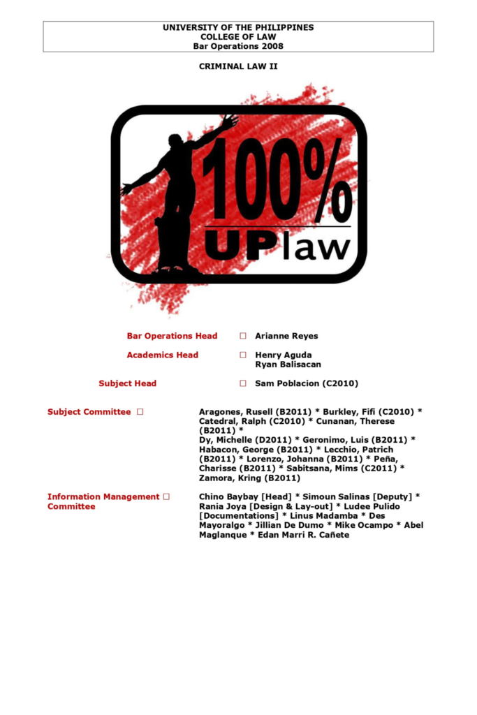 Crimes Against National Security and the Law of Nations –  Criminal Law II