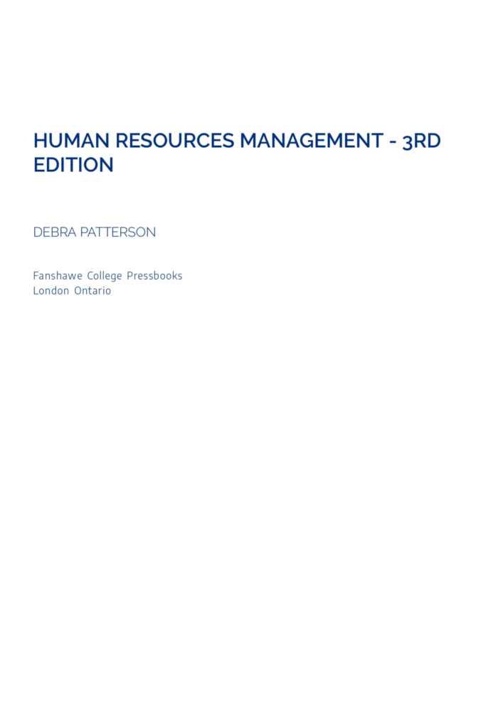 Human Resources Management (3rd ed. / open version)