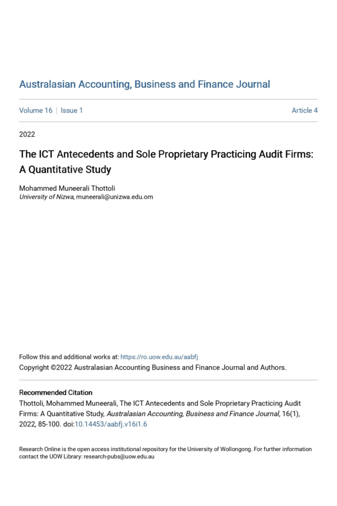 The ICT Antecedents and Sole Proprietary Practicing Audit Firms