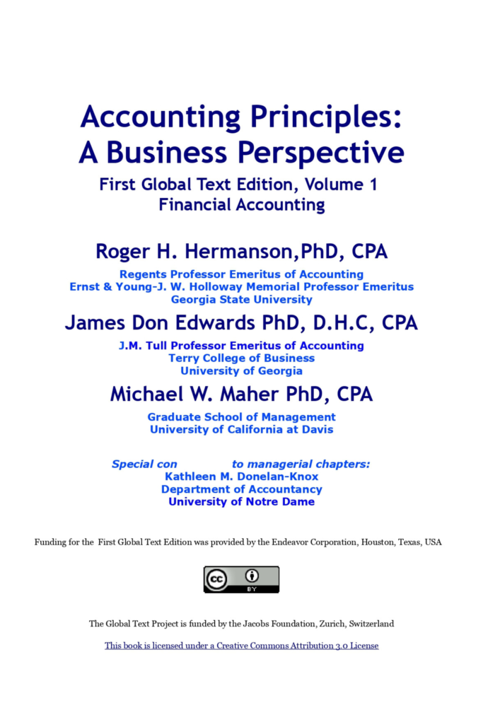 Accounting Principles: A Business Perspective
