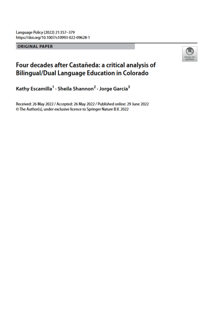 Four Decades After Castañeda: A Critical Analysis Of  Bilingual/Dual-Language Education In Colorado