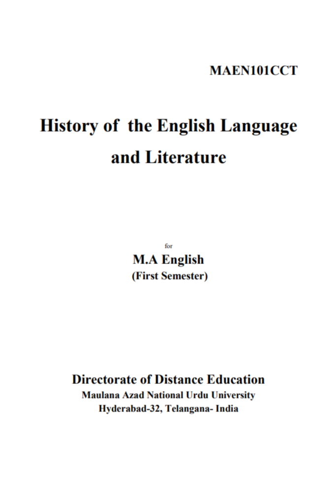History of the English Language and Literature