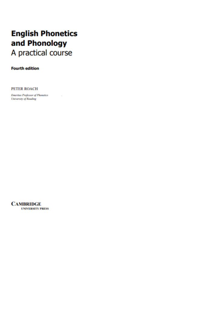 English Phonetics and Phonology