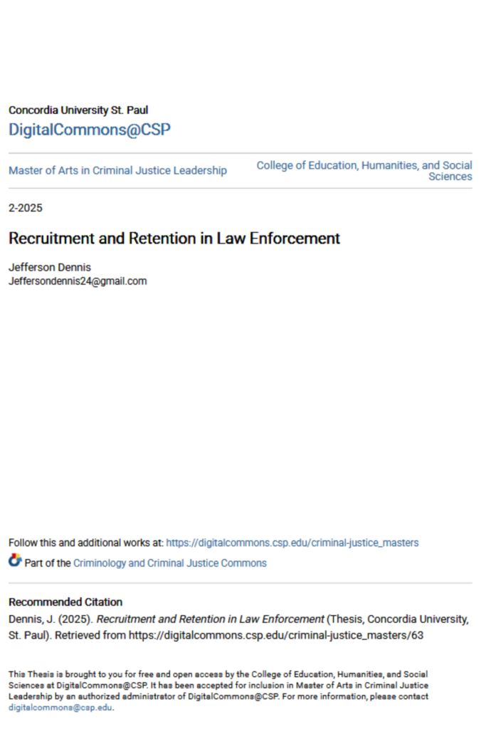 Recruitment and Retention in Law Enforcement