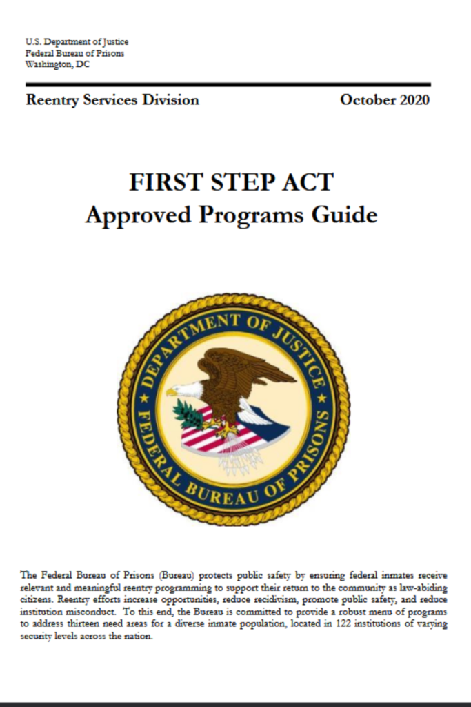 FIRST STEP ACT Approved Programs Guide (Oct 2020, PDF)