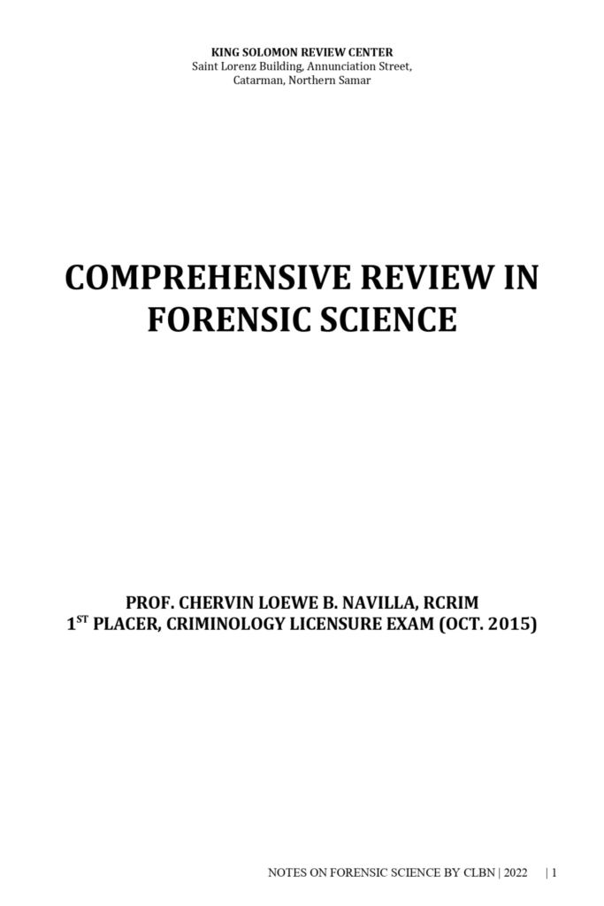 Comprehensive Review in Forensic Science – Personal Identification Techniques