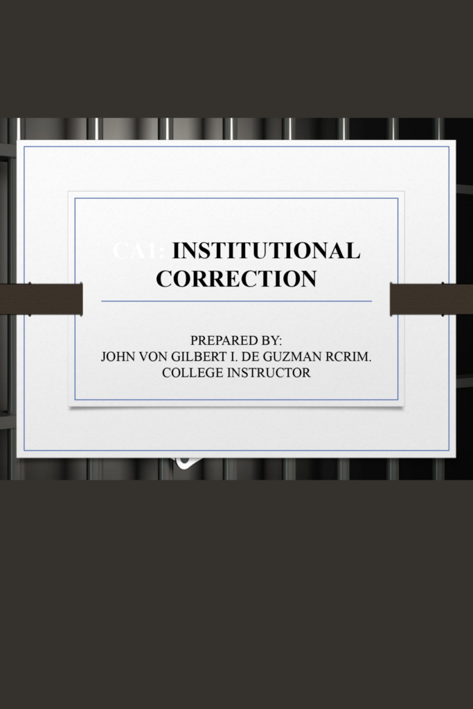 CA1: Institutional Correction