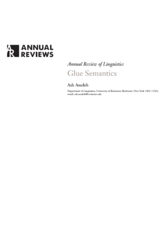 Annual Review of Linguistics: Glue Semantics