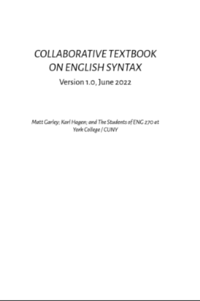 Collaborative Textbook on English Syntax (Version 1.0)