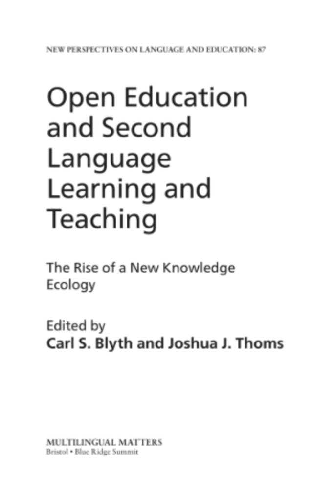 Open Education and Second Language Learning and Teaching
