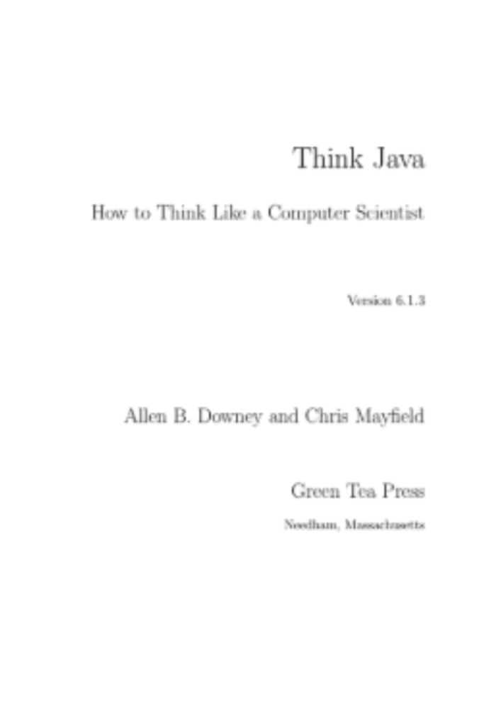Think Java  How to Think Like a Computer Scientist