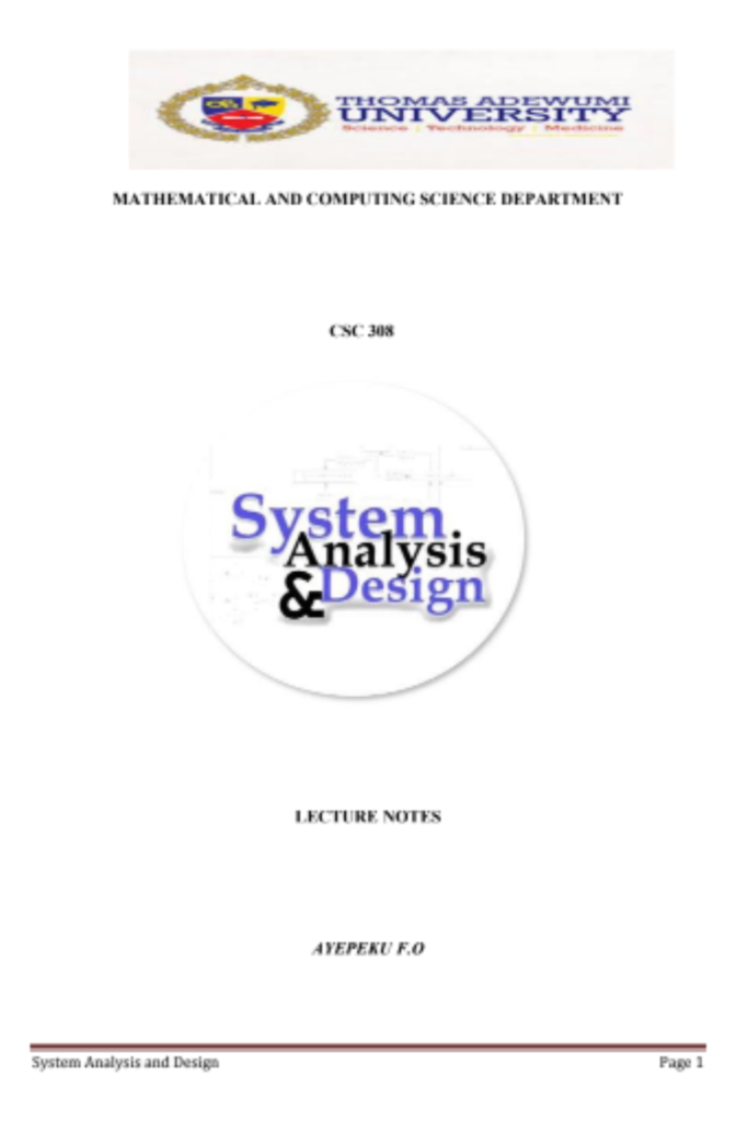 System Analysis and Design