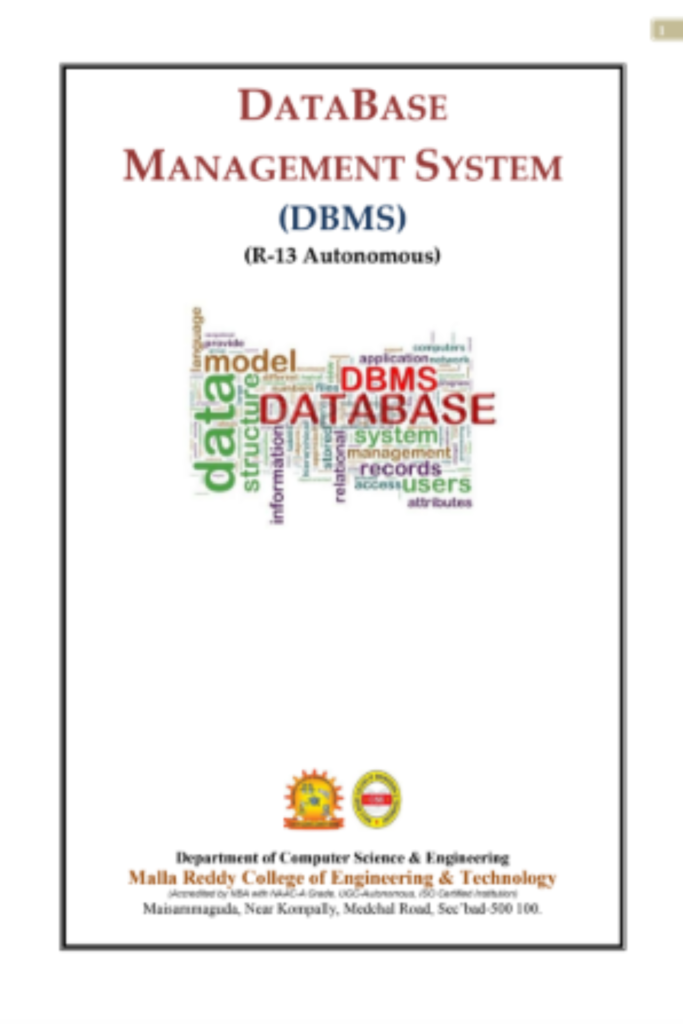 DATABASE  MANAGEMENT SYSTEM  (DBMS) (R-13 Autonomous)