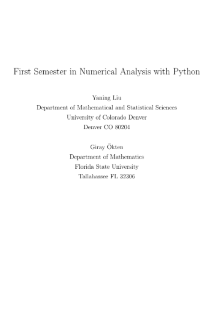 First Semester in Numerical Analysis with Python