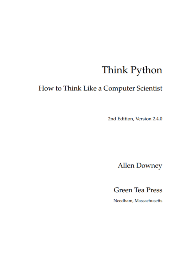 Think Python – How to Think Like a Computer Scientist  2nd Edition