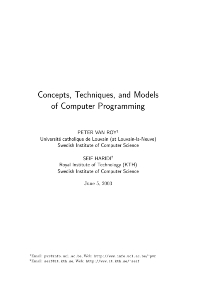 Concepts, Techniques, and Models of Computer Programming