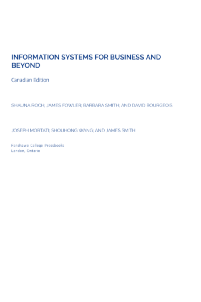 Information Systems for Business and Beyond