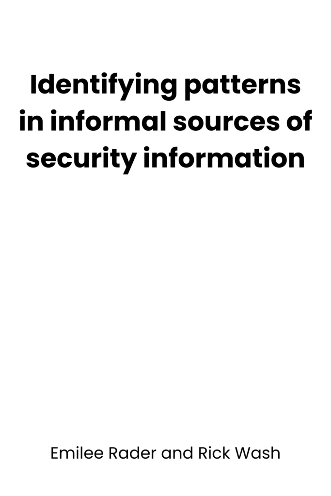 Identifying patterns in informal sources of security information