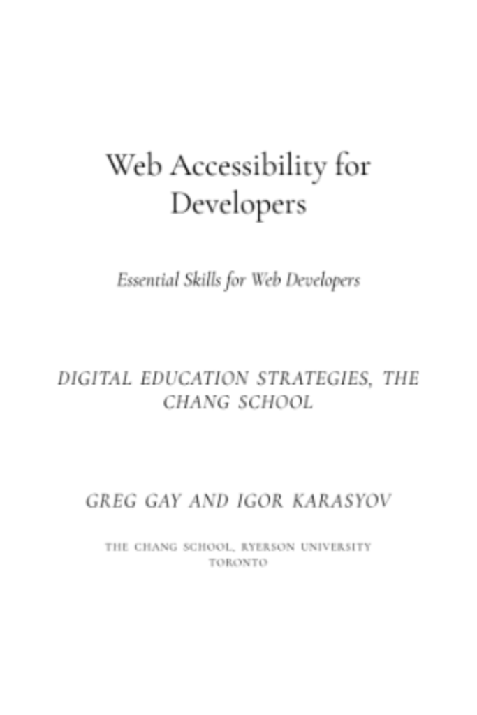 Web Accessibility for Developers