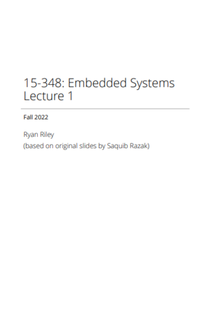 Embedded Systems Lecture 1