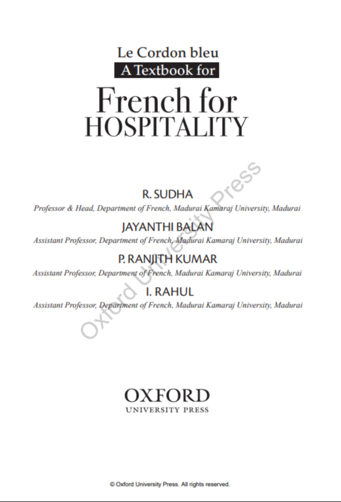 Le Cordon Bleu — A Textbook for French for Hospitality